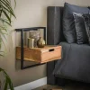 Hangend Nachtkastje Air Solid Acaciahout met 1 lade - Loft24.nl