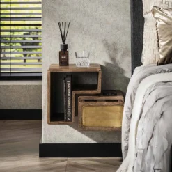 Hangend Nachtkastje Brass Met 1 lade Set van 2 stuks - Loft24.nl