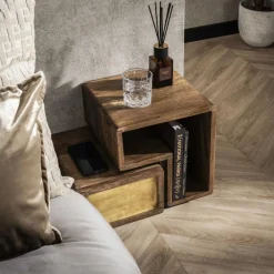Hangend Nachtkastje Brass Met 1 lade Set van 2 stuks - Loft24.nl