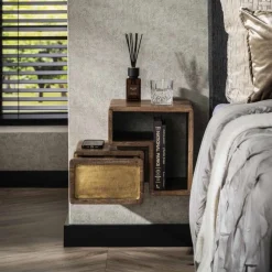Hangend Nachtkastje Brass Met 1 lade Set van 2 stuks - Loft24.nl