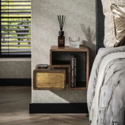 Hangend Nachtkastje Brass Met 1 lade Set van 2 stuks - Loft24.nl