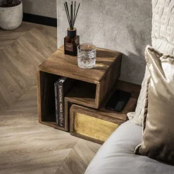 Hangend Nachtkastje Brass Met 1 lade Set van 2 stuks - Loft24.nl
