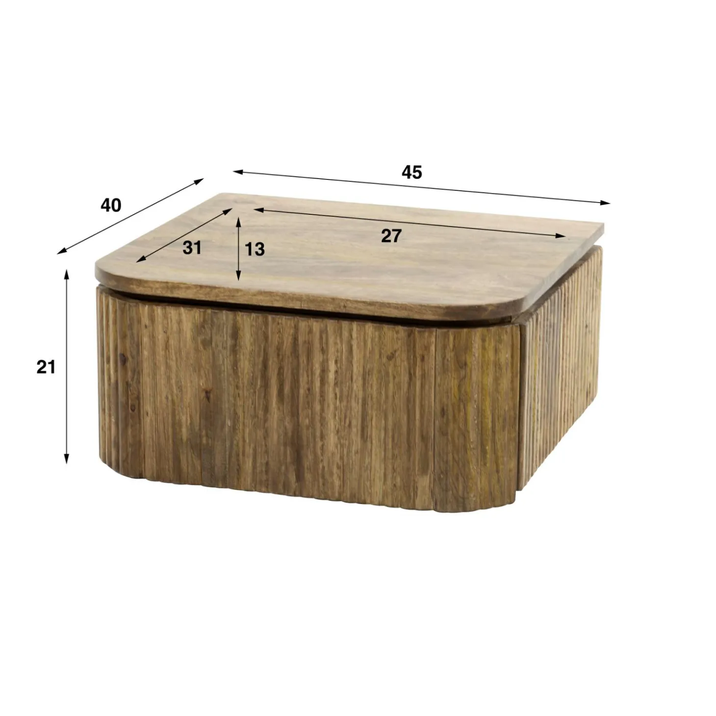 Hangend Nachtkastje Wave Mangohout met 1 lade - Loft24.nl