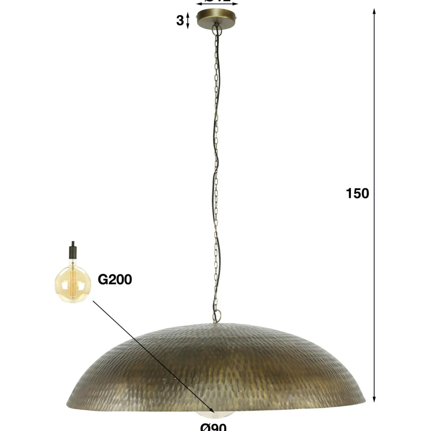 Hanglamp Brons Antiek Ø90 met 1 lamp - Metaal - Loft24.nl