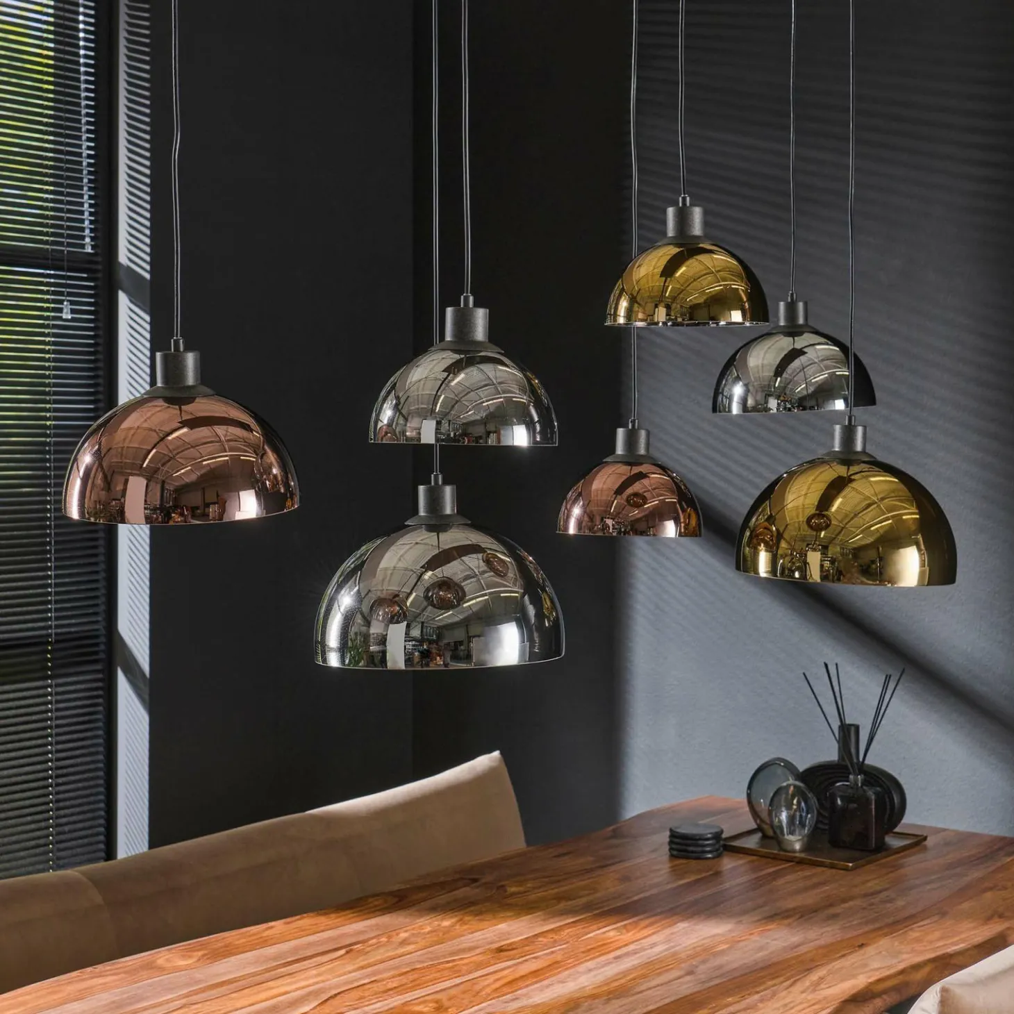 Hanglamp 4+3 Disk Glas Tricolore - Loft24.nl