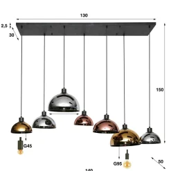 Hanglamp 4+3 Disk Glas Tricolore - Loft24.nl