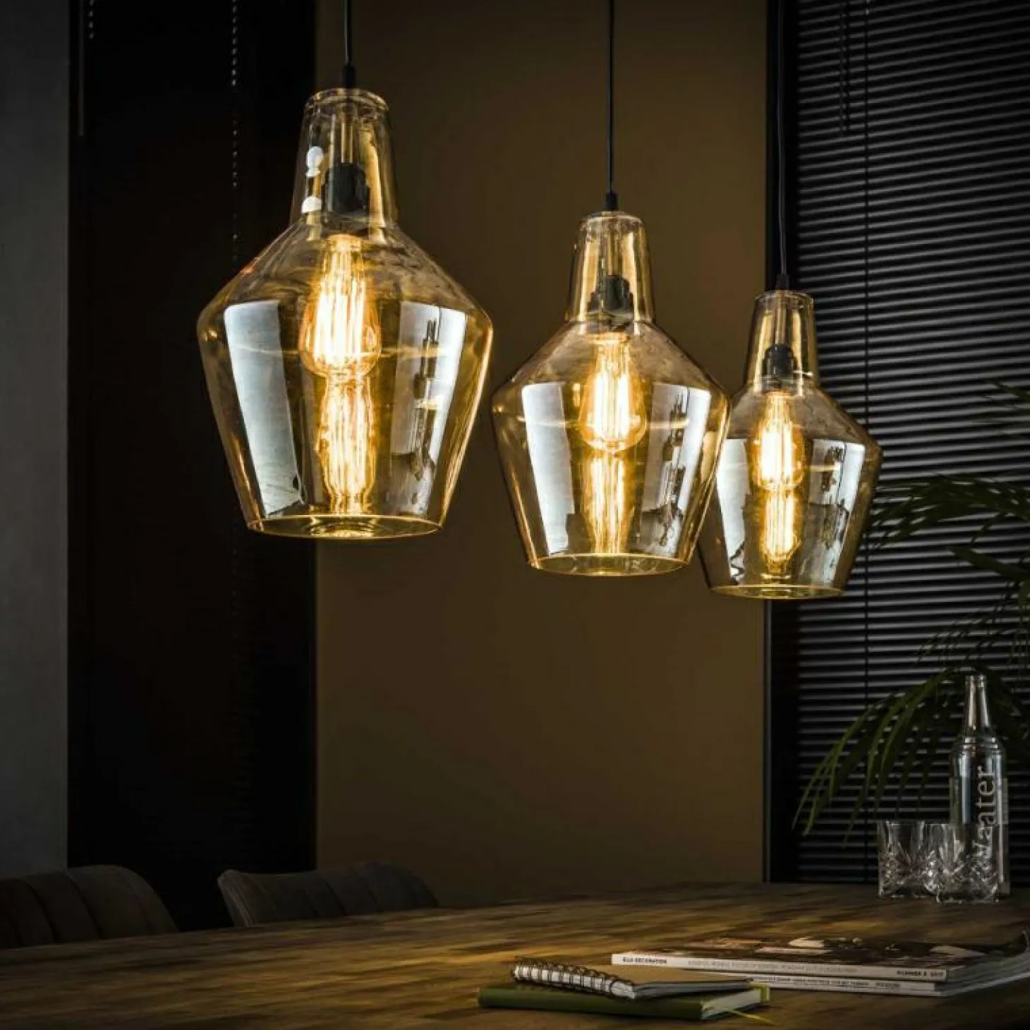 Hanglamp Kegel - Amber Glas - Loft24.nl