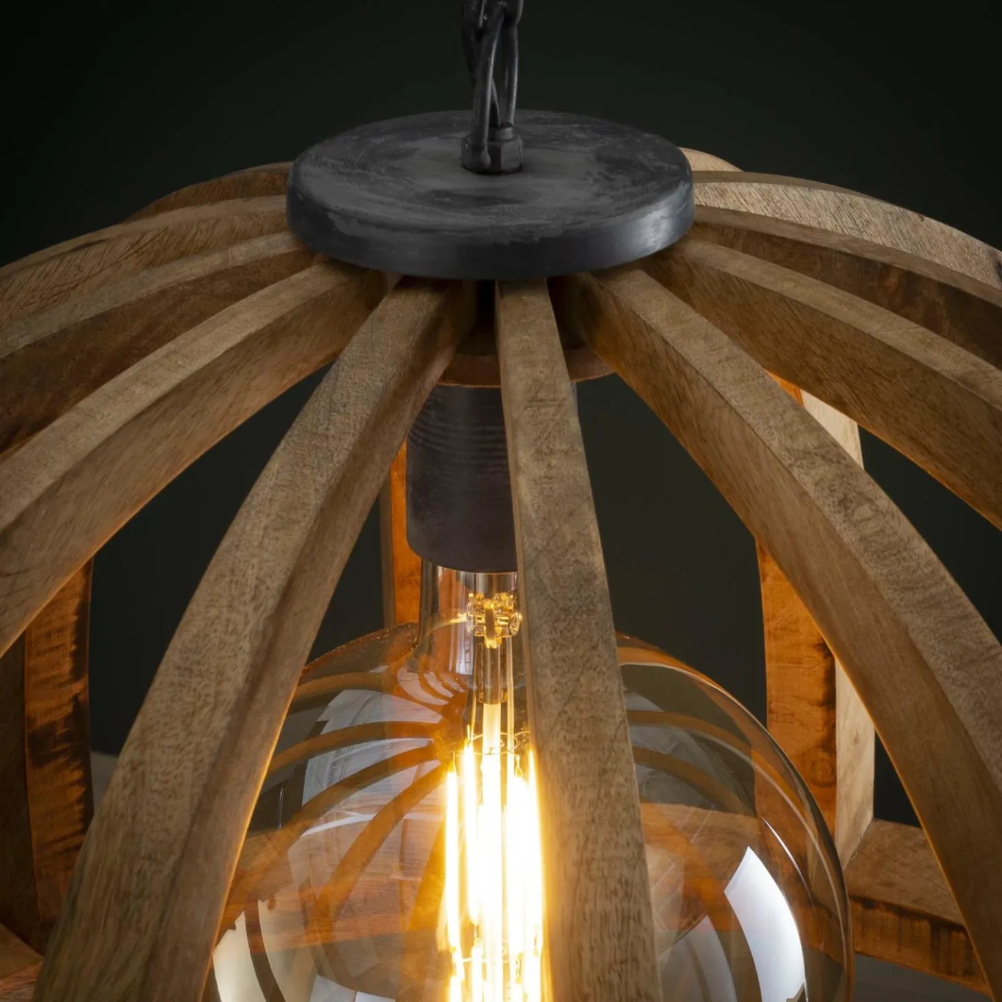 Hanglamp Launch Gebogen Spijlen Mangohout - 1 lamp - Loft24.nl