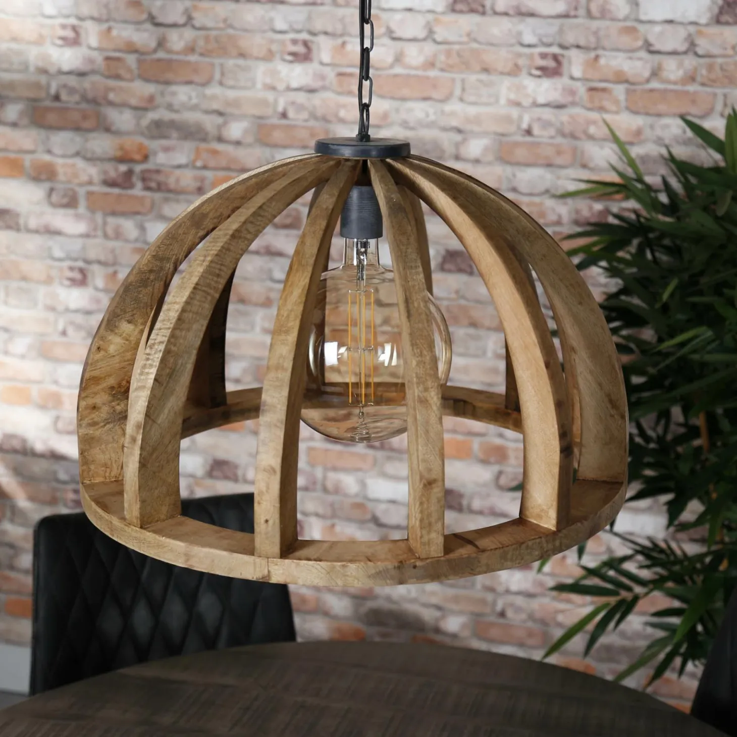 Hanglamp Launch Gebogen Spijlen Mangohout - 1 lamp - Loft24.nl