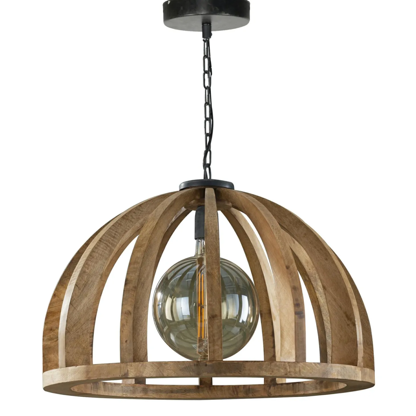 Hanglamp Launch Gebogen Spijlen Mangohout - 1 lamp - Loft24.nl