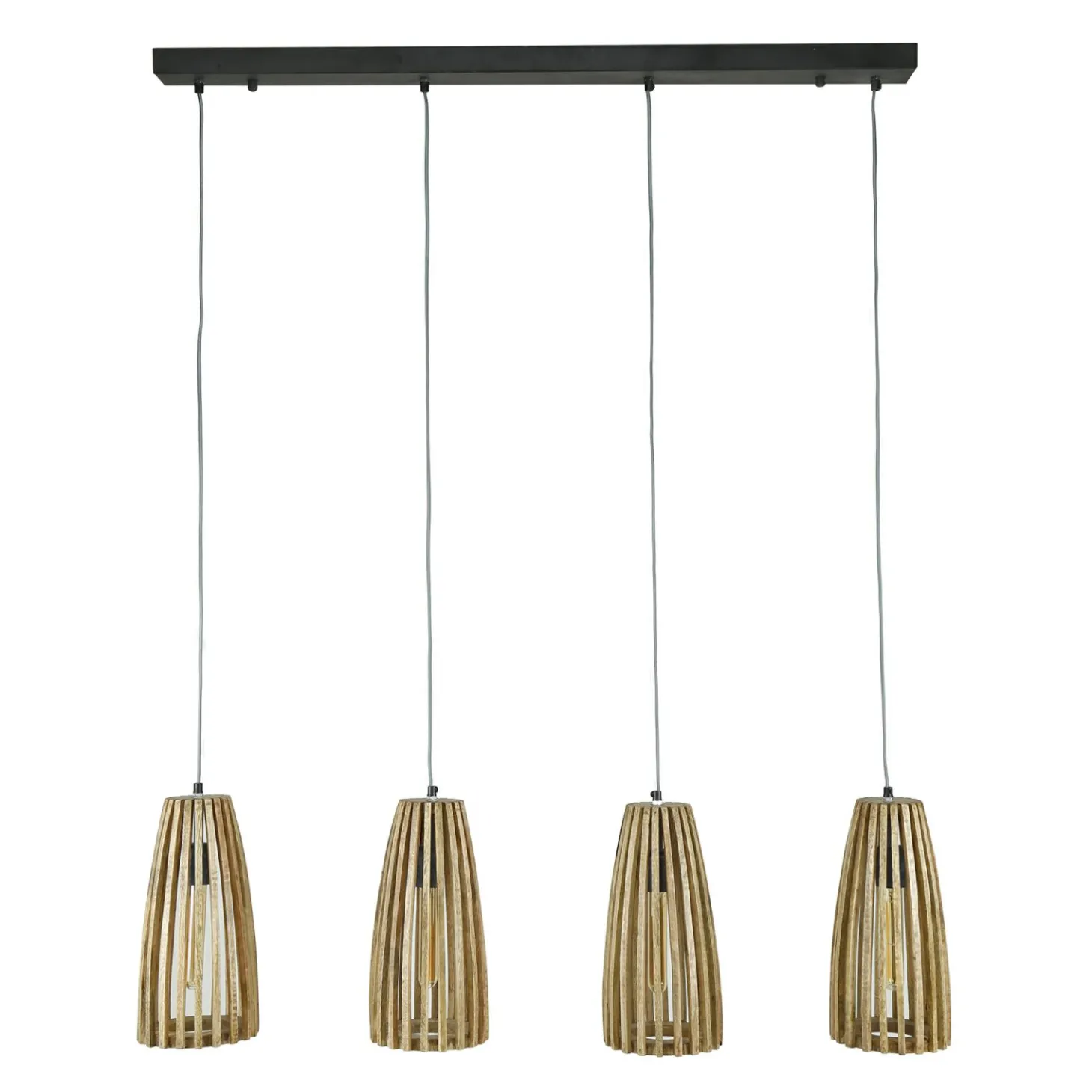 Hanglamp Launch 4 lampen Mangohout (showmodel) - Loft24.nl