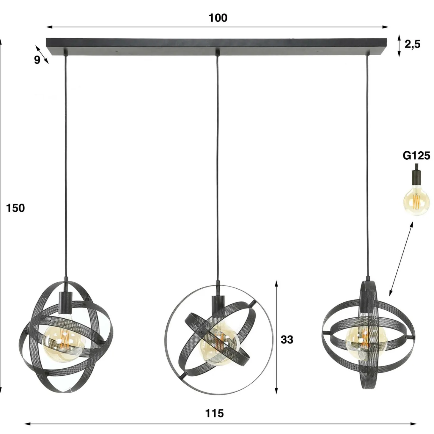 Hanglamp 3L cosmos mesh - Loft24.nl