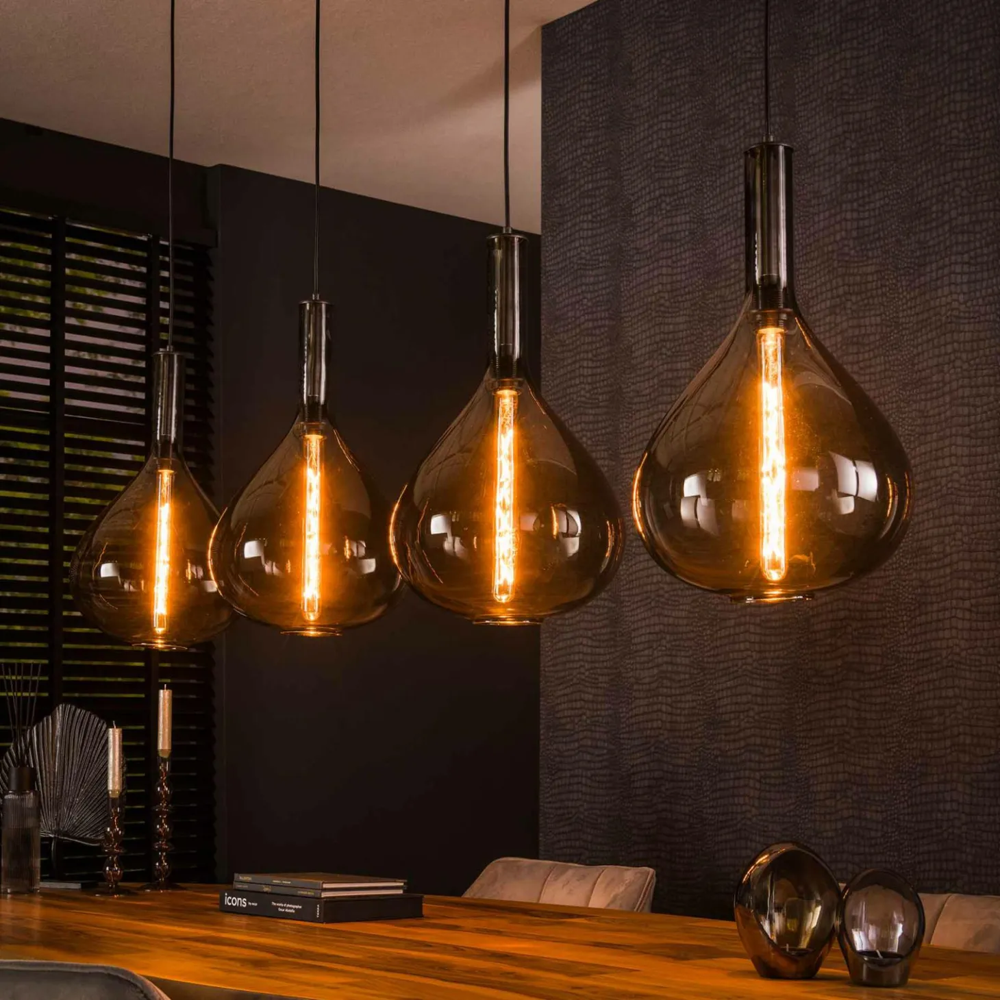 Hanglamp 4L Drop Smoke Glass - Loft24.nl