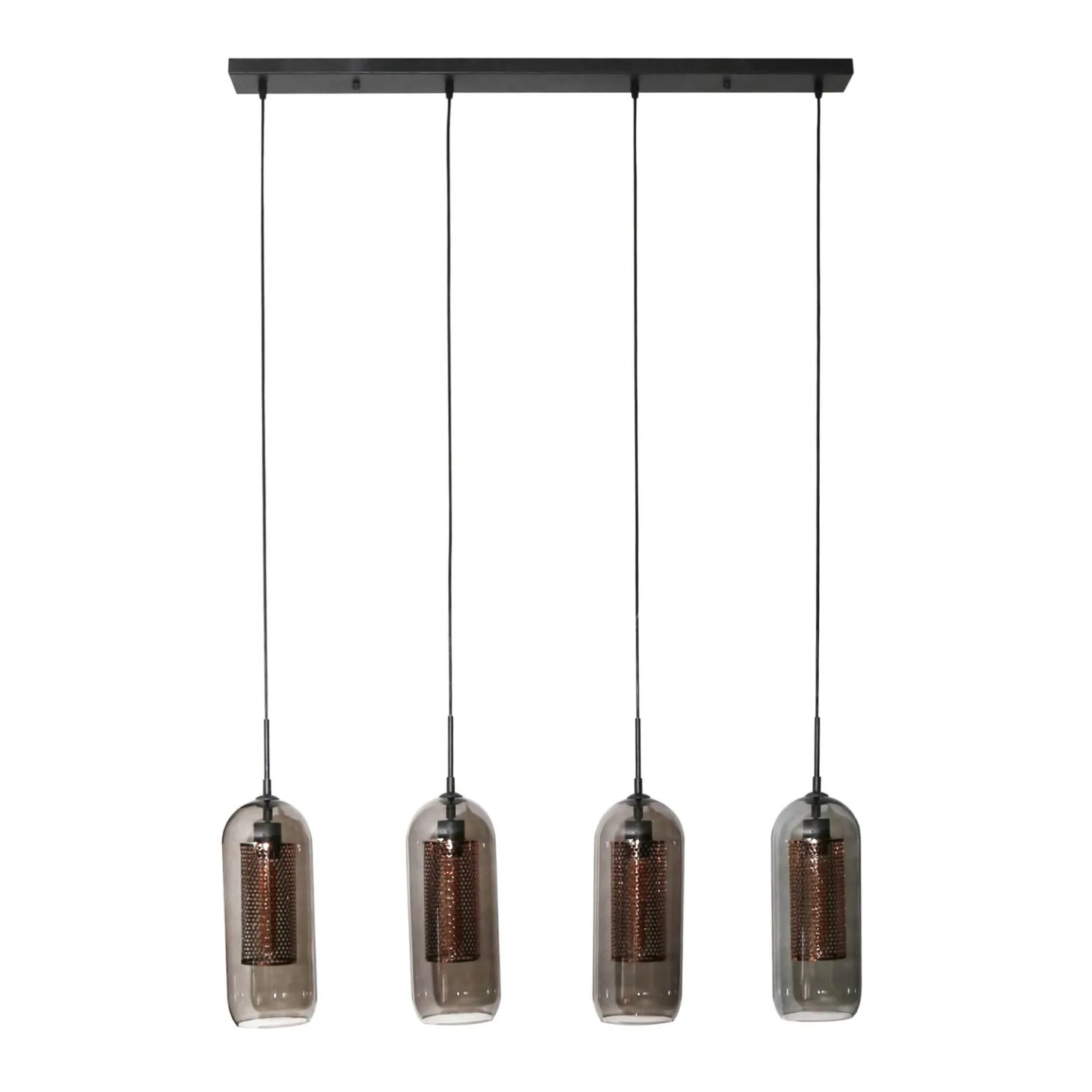 Hanglamp 4L getint glas-geperforeerd staal - Loft24.nl