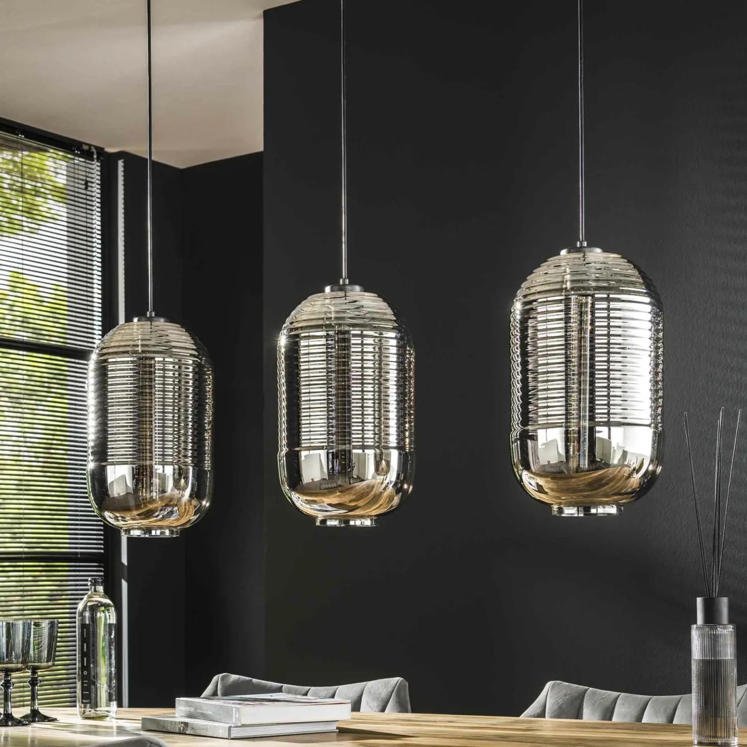 Hanglamp 3L tub chromed glass - Loft24.nl