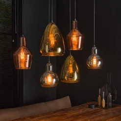 Hanglamp 3+3 mix glass tricolore - Loft24.nl