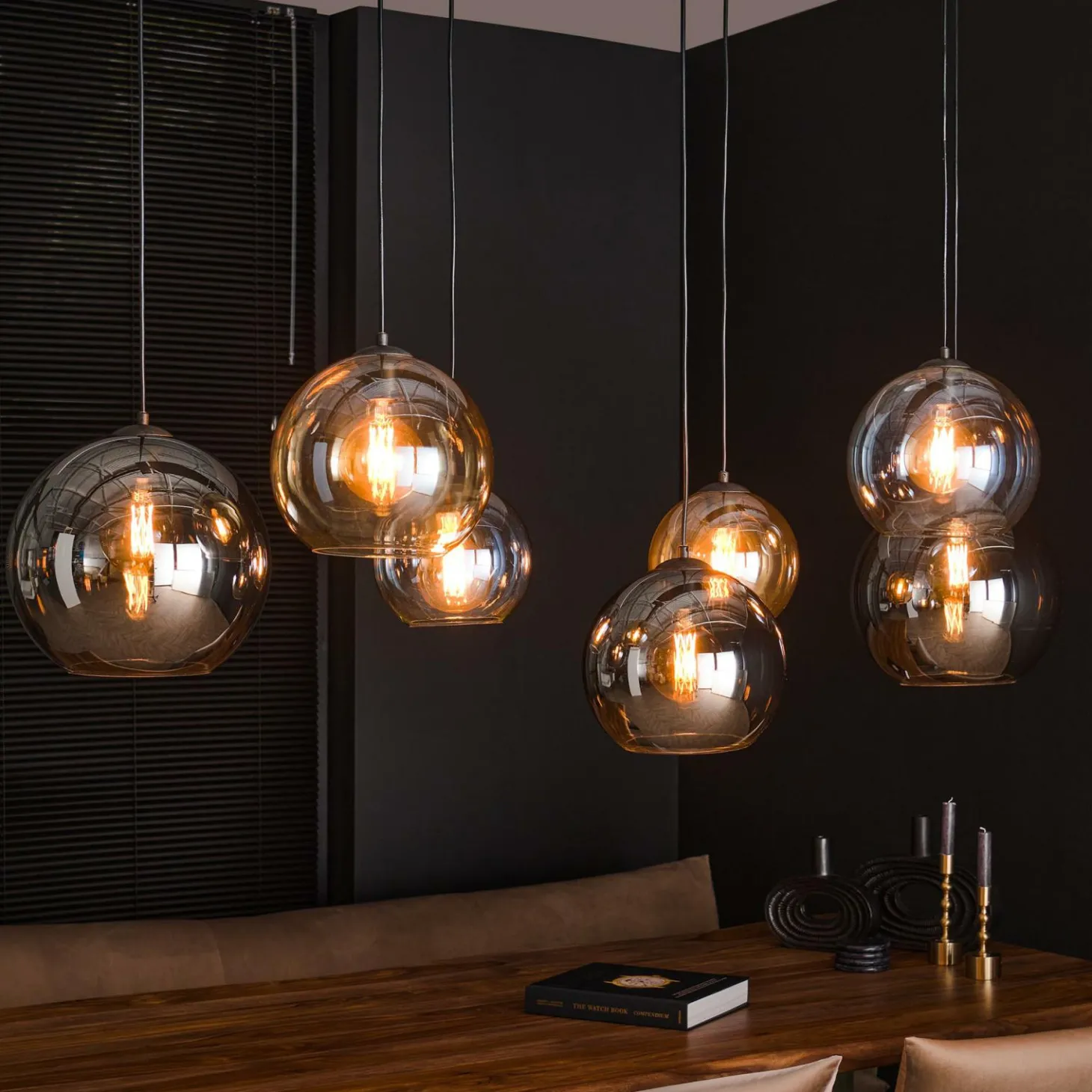 Hanglamp 4+3 multi globe XL - Loft24.nl