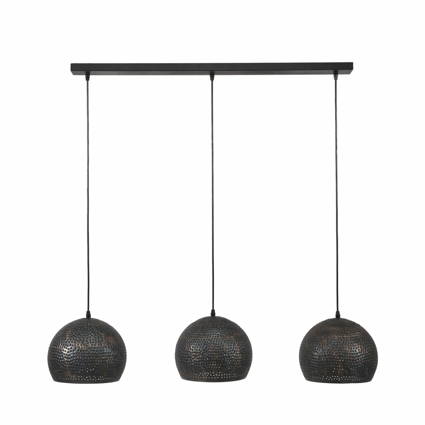 Hanglamp Punch Bol Zwart Bruin - 3 lampen - Loft24.nl