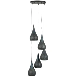 Hanglamp Punch Druppel Getrapt Zwart Bruin - 5 lampen - Loft24.nl