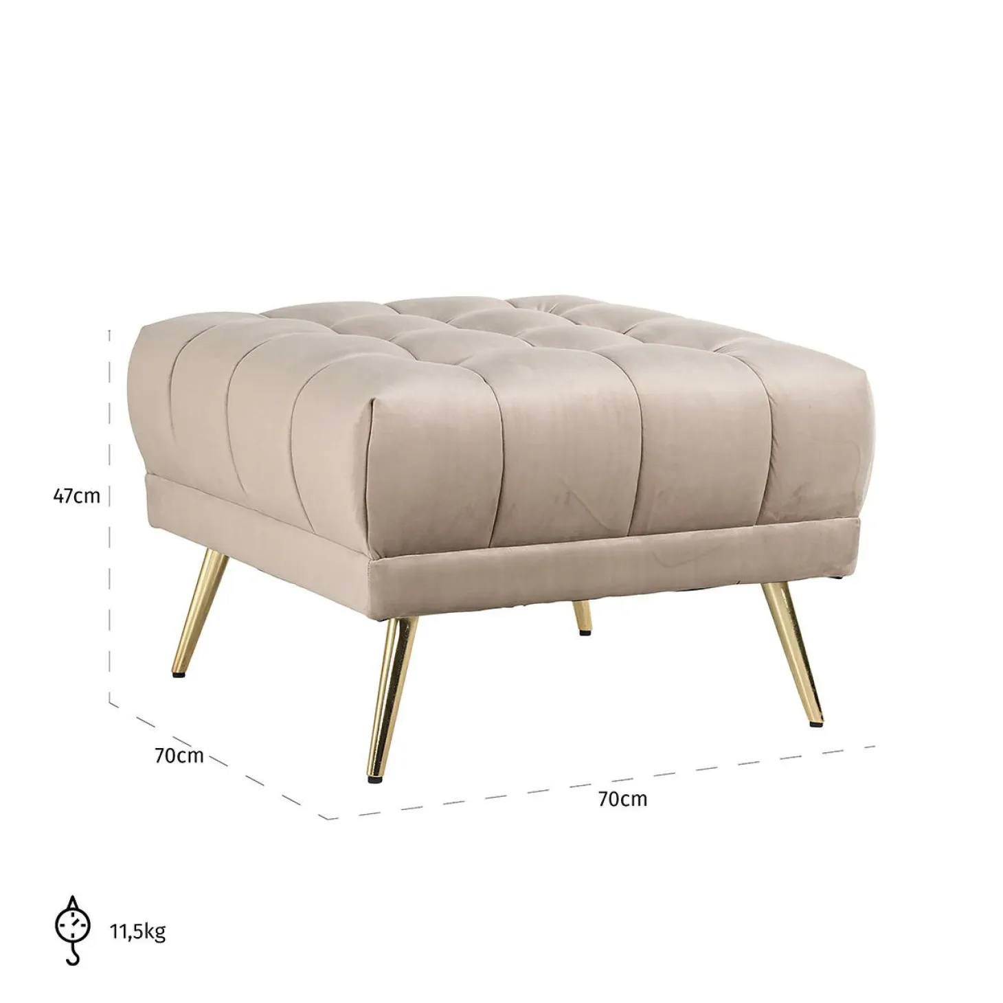 Hocker Huxley Velvet - Khaki - Loft24.nl