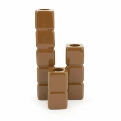 Kaarshouder Cube set van 3 stuks - Mustard - Loft24.nl