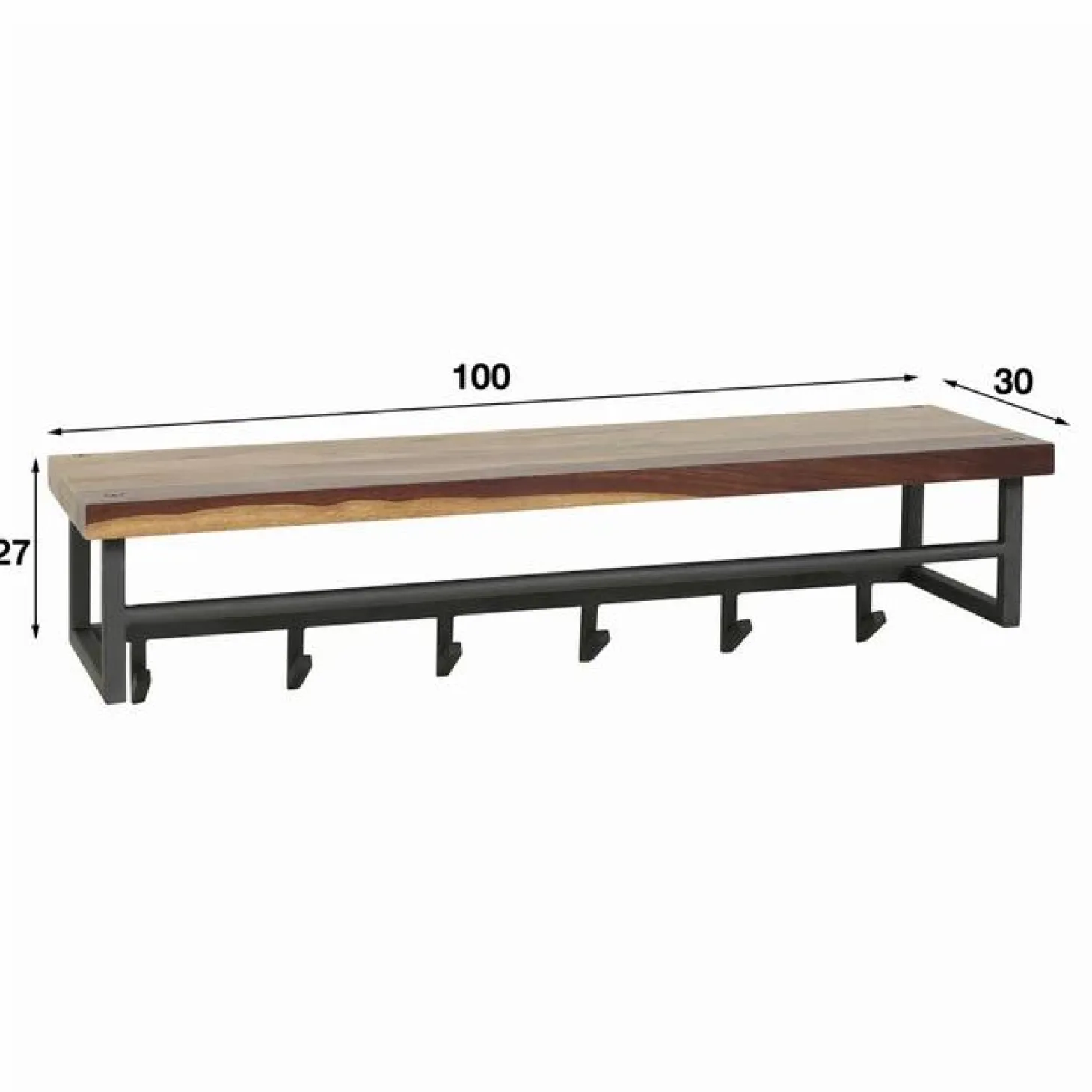 Kapstok Daytona Notenhout met 6 haken en plank - Loft24.nl