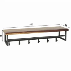 Kapstok Daytona Notenhout met 6 haken en plank - Loft24.nl