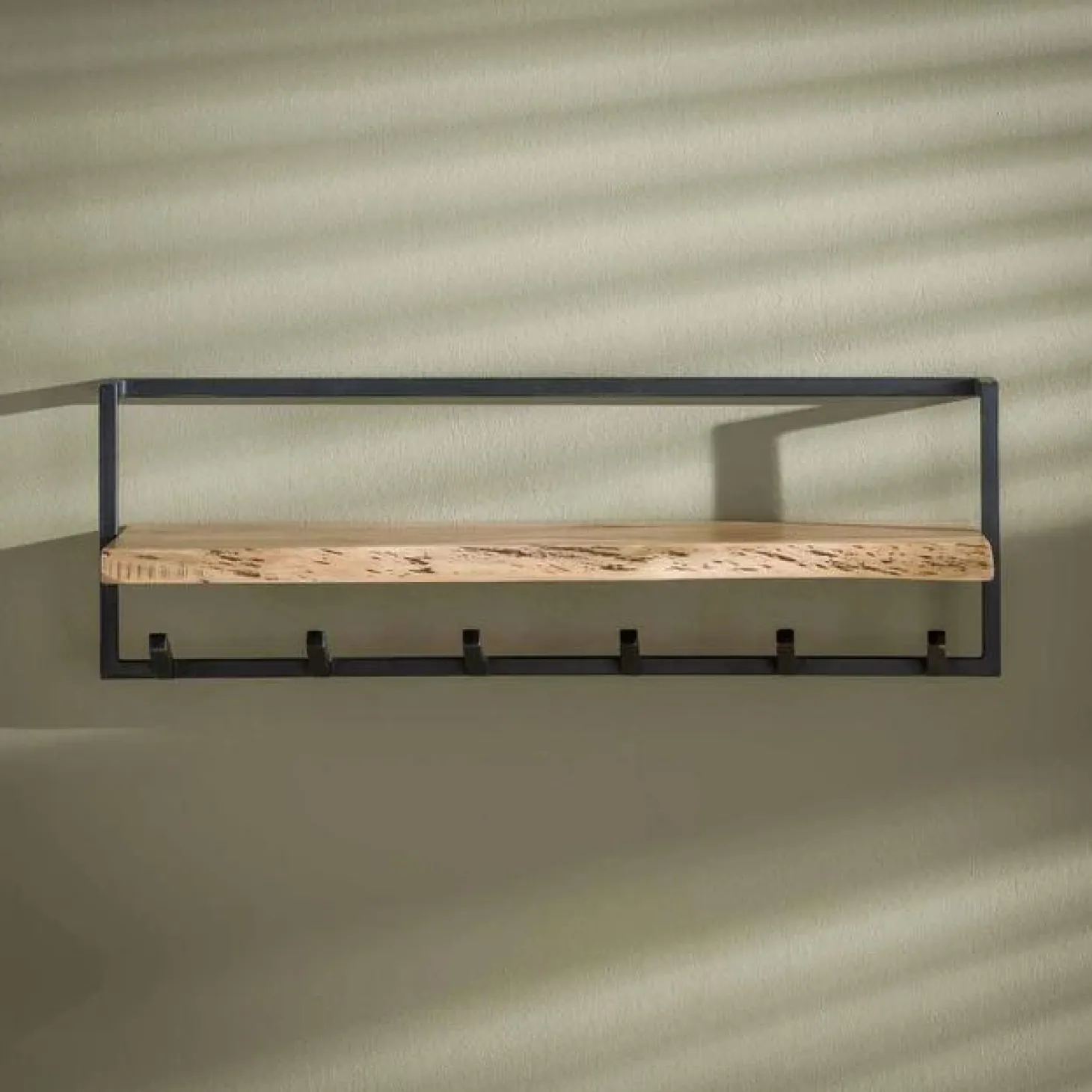 Kapstok Edge Shelve met 6 haken en Plank - Loft24.nl