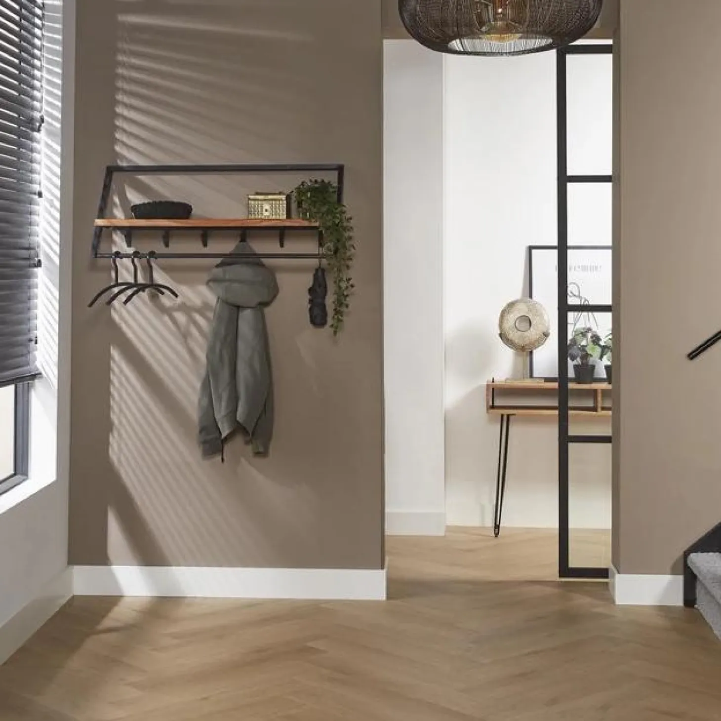 Kapstok Lean met 5 haken en plank - Loft24.nl