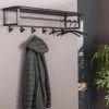 Kapstok Yucon Acaciahout met 6 haken en plank - Zwart - Loft24.nl