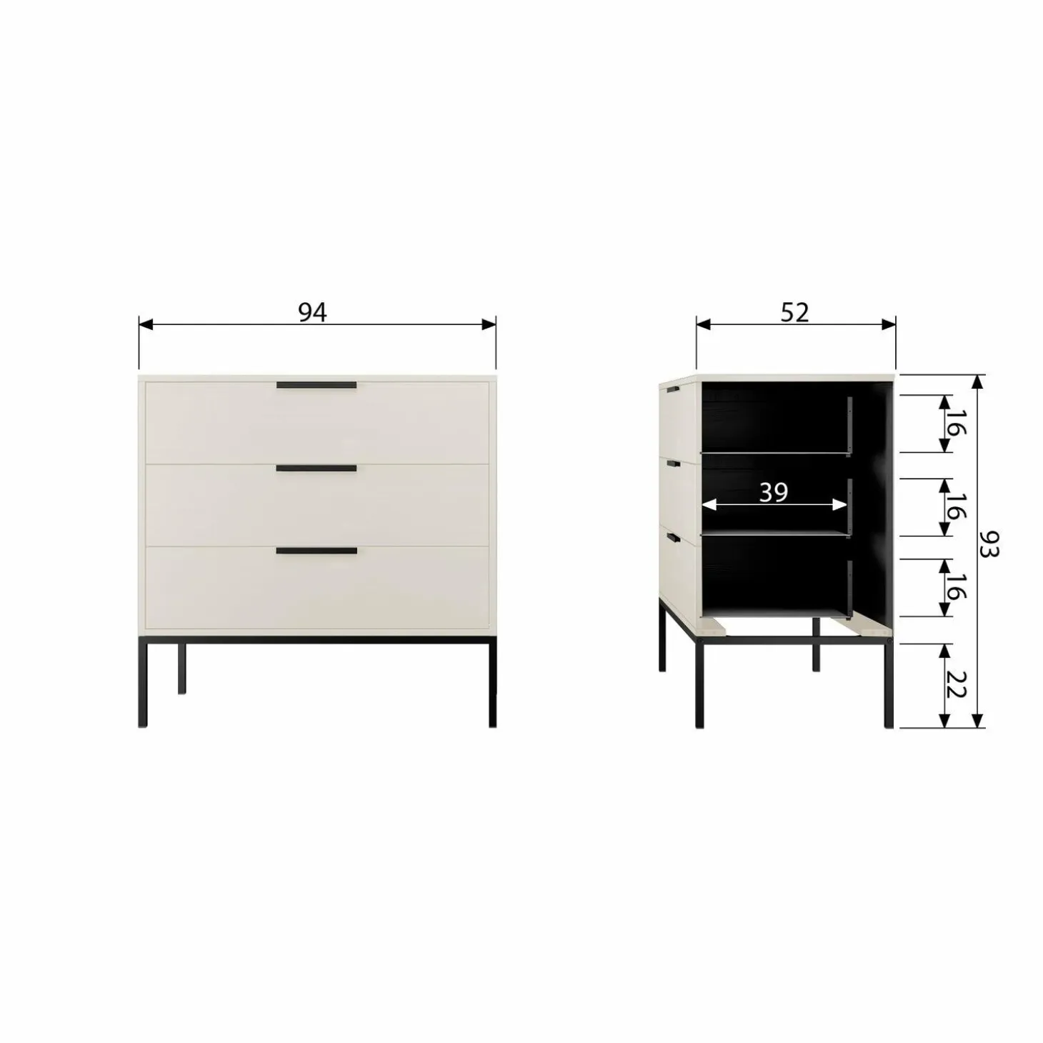 Ladekast/Commode Adam - Zwart - Loft24.nl