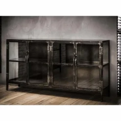Metalen Dressoir Rift 180cm met 4 glazen deuren - Loft24.nl