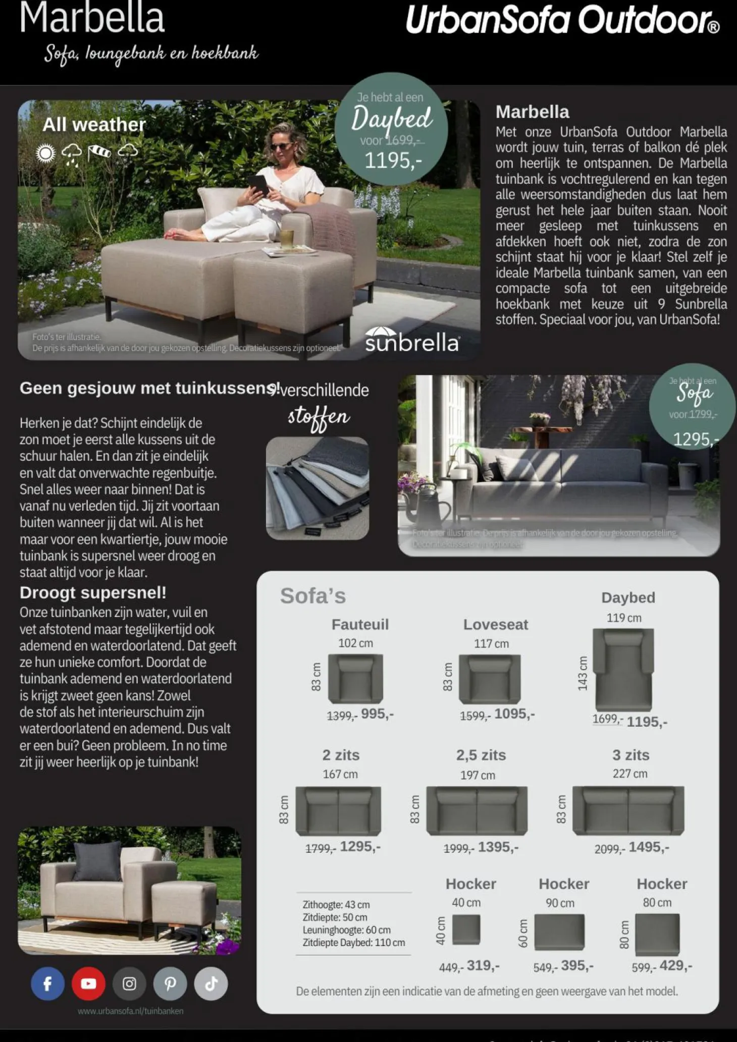 Modulaire Tuinbank Outdoor Marbella - zelf samenstellen - Loft24.nl