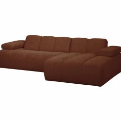 Mojo Loungebank rechts bouclé roestbruin melange - Loft24.nl