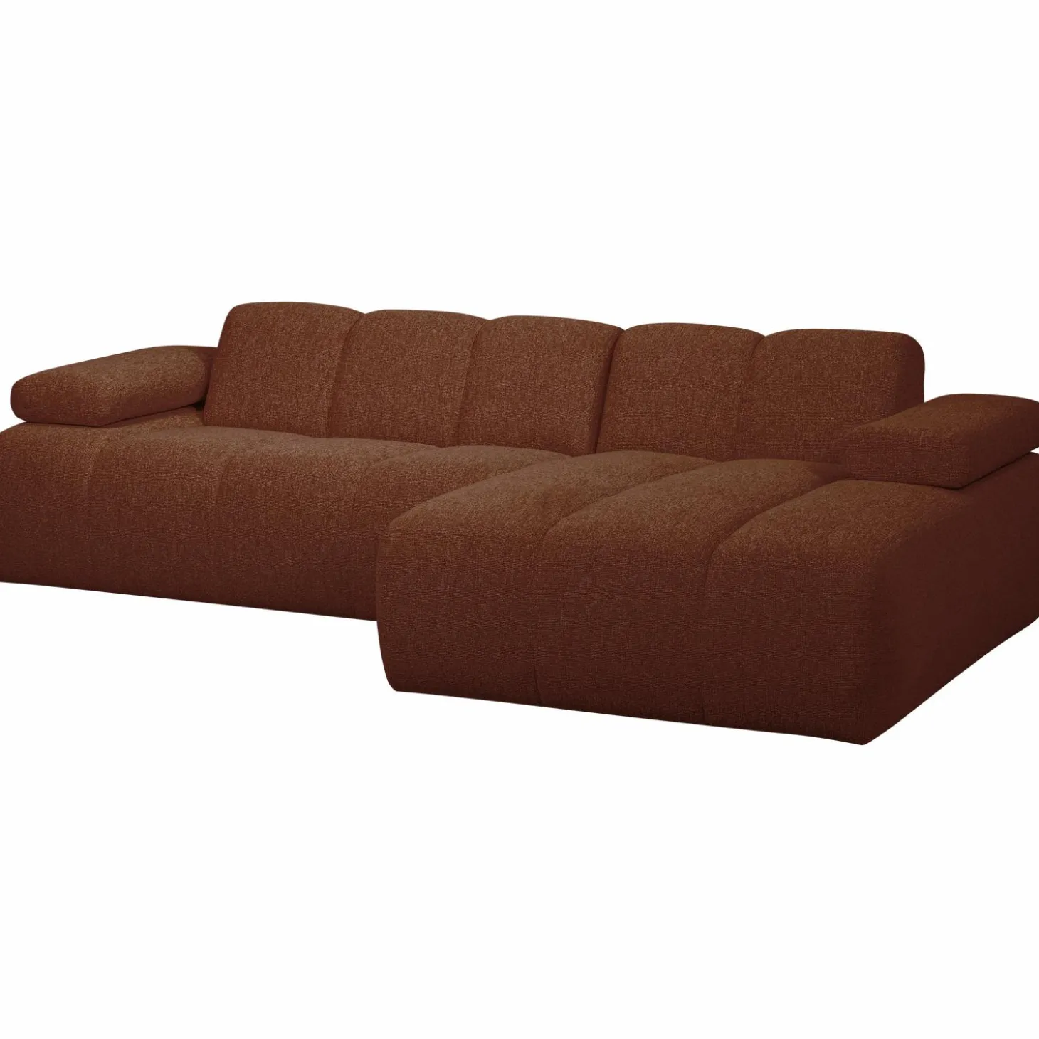 Mojo Loungebank rechts bouclé roestbruin melange - Loft24.nl