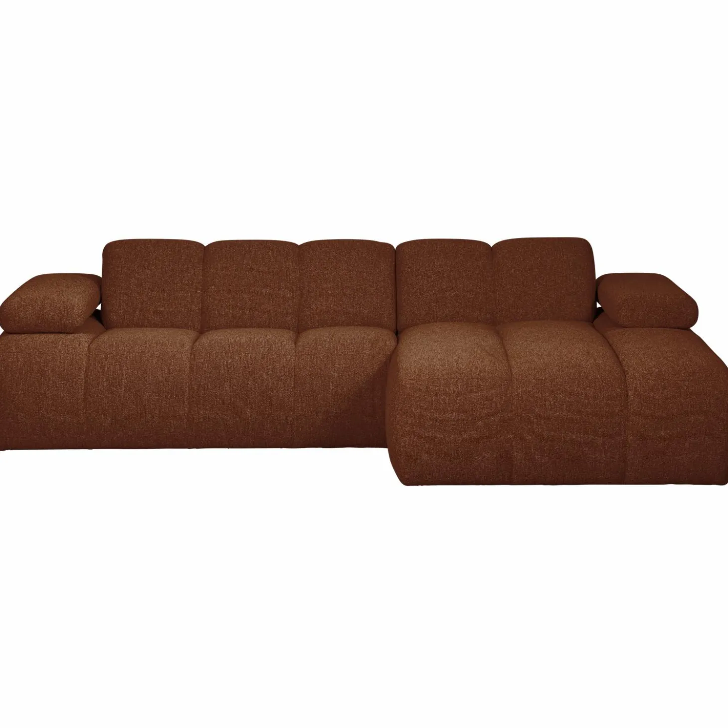 Mojo Loungebank rechts bouclé roestbruin melange - Loft24.nl
