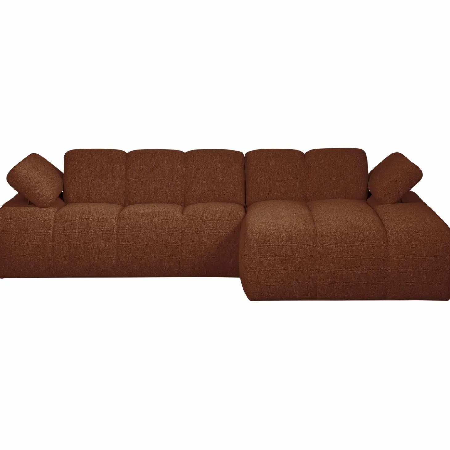 Mojo Loungebank rechts bouclé roestbruin melange - Loft24.nl