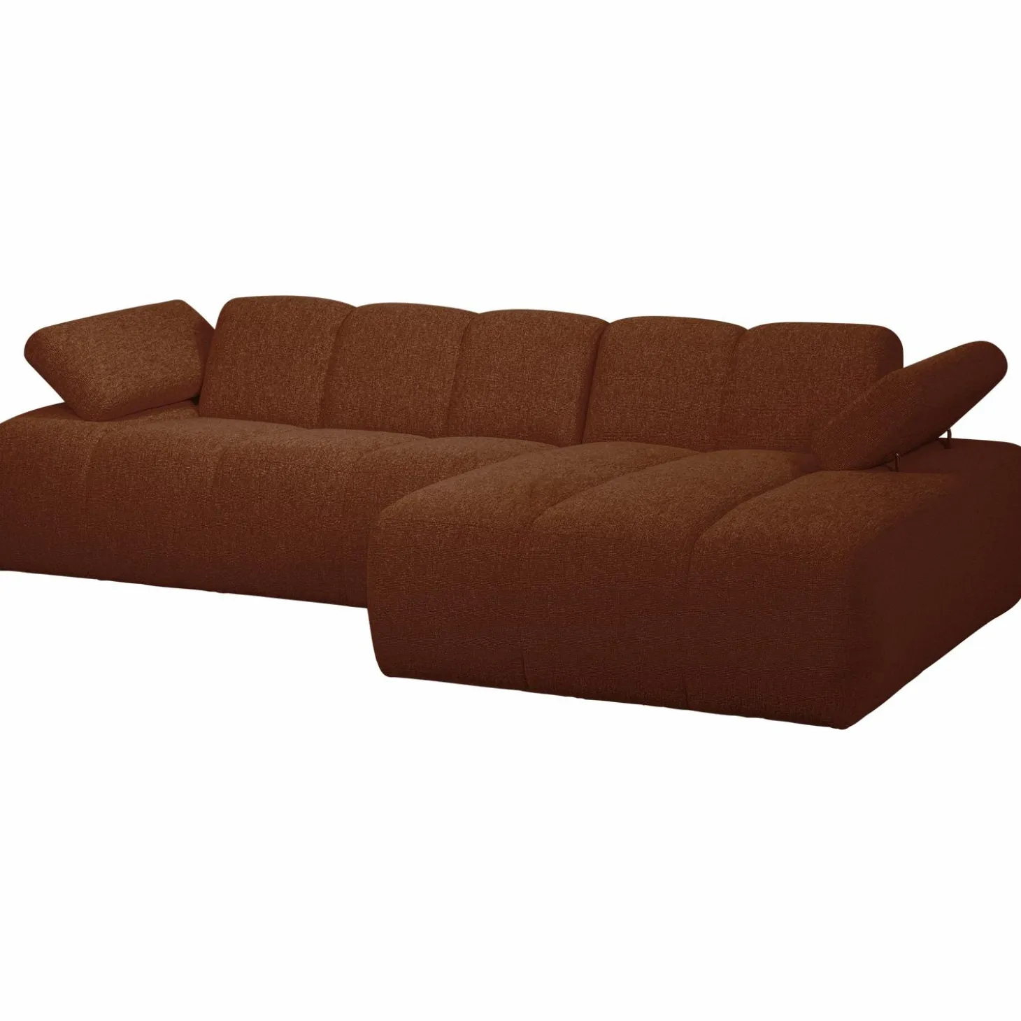 Mojo Loungebank rechts bouclé roestbruin melange - Loft24.nl