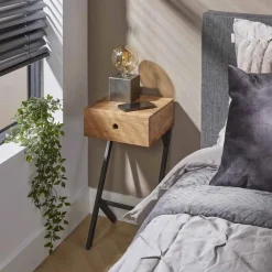 Nachtkastje Balance Acaciahout met 1 lade - Loft24.nl