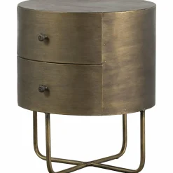 Nachtkastje Glossy Met 2 lades, kleur Antique Brass - Loft24.nl