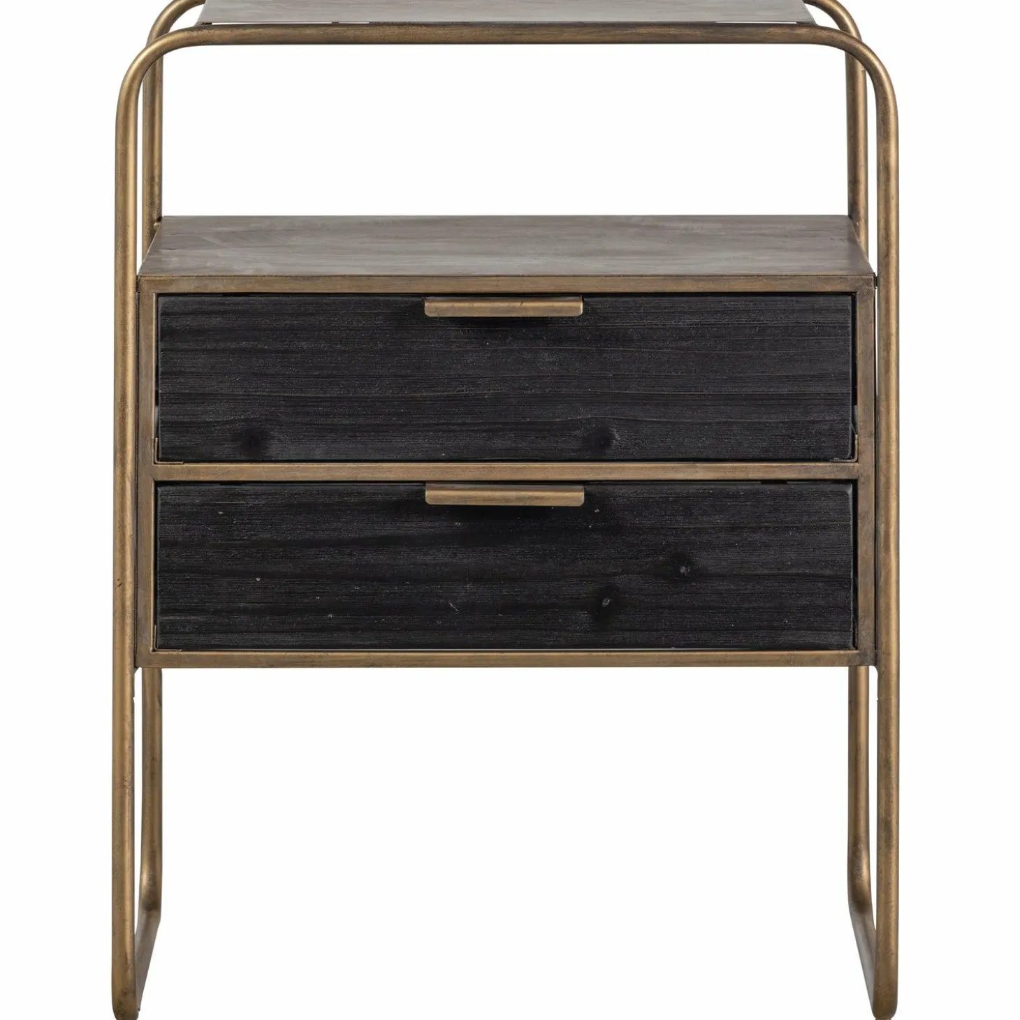 Nachtkastje/Ladekast Polite Met 2 lades, kleur Antique Brass - Loft24.nl