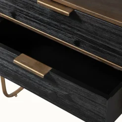 Nachtkastje/Ladekast Polite Met 2 lades, kleur Antique Brass - Loft24.nl