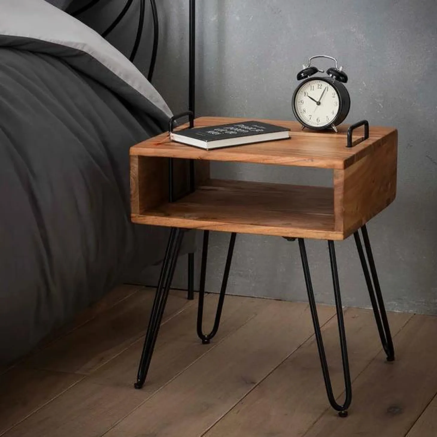 Nachtkastje Quadro Acaciahout Naturel - Loft24.nl