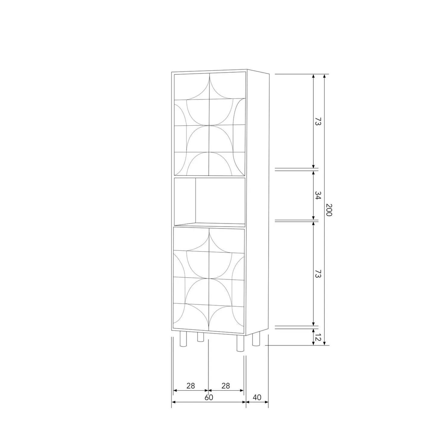Opbergkast Draw Mangohout, 200 x 60cm, kleur Walnoot - Loft24.nl