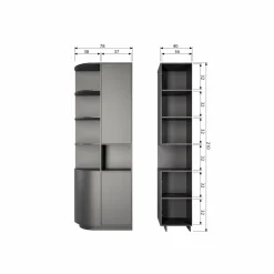 Opbergkast Finca Mat zwart, 210 x 78cm - Links - Loft24.nl