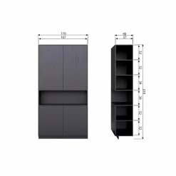 Opbergkast Finca Mat zwart, 210 x 110cm - Loft24.nl