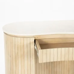 Organisch Bureau Kira Mangohout en Travertin - Naturel - Loft24.nl
