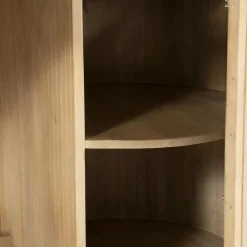 Organisch Bureau Kira Mangohout en Travertin - Naturel - Loft24.nl