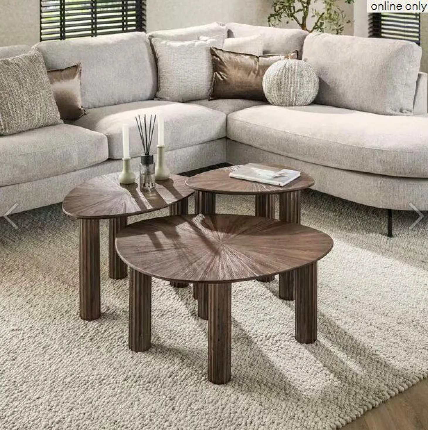 Organische Bijzettafel Sadaf Teakhout Set van 3 stuks - Loft24.nl