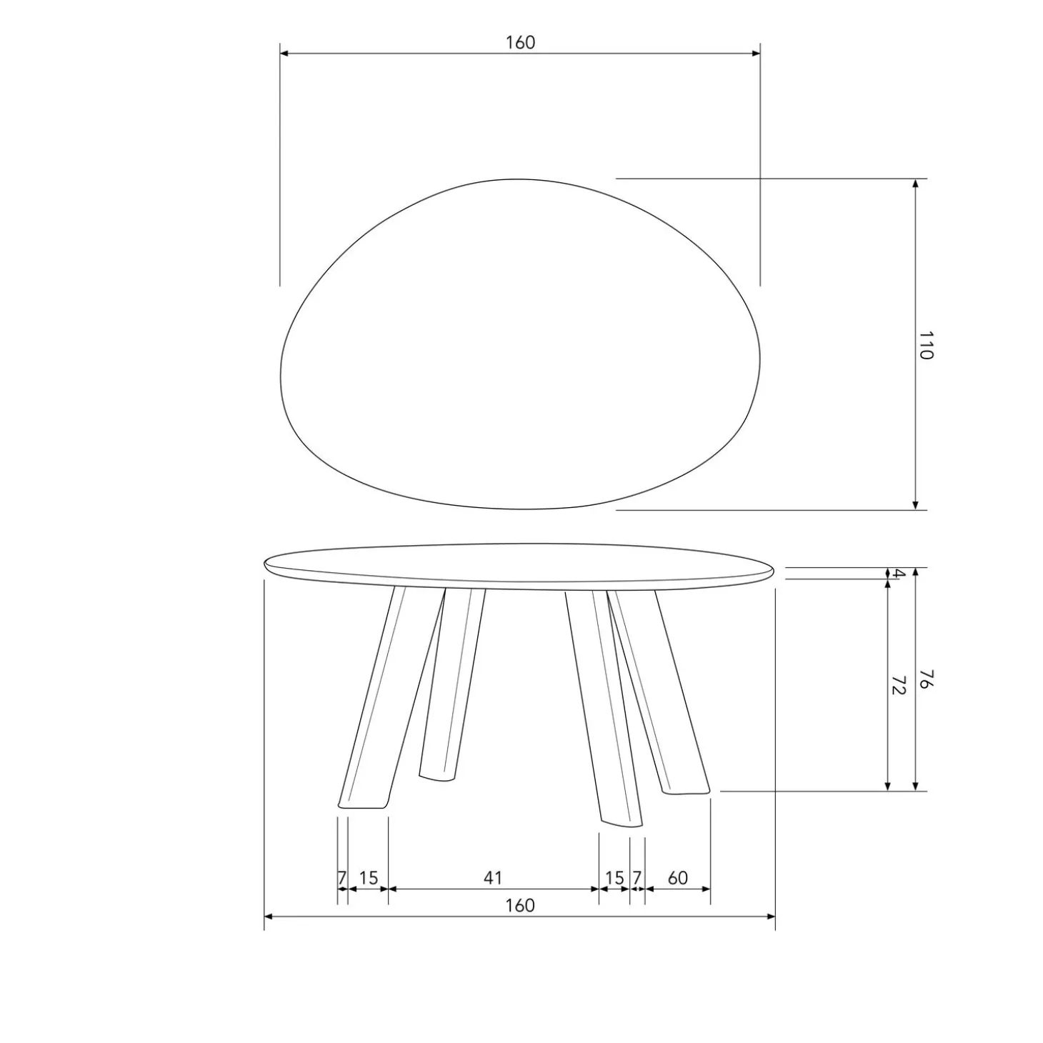 Organische Eettafel Roundly Mangohout, kleur Walnoot - 180 cm - Loft24.nl